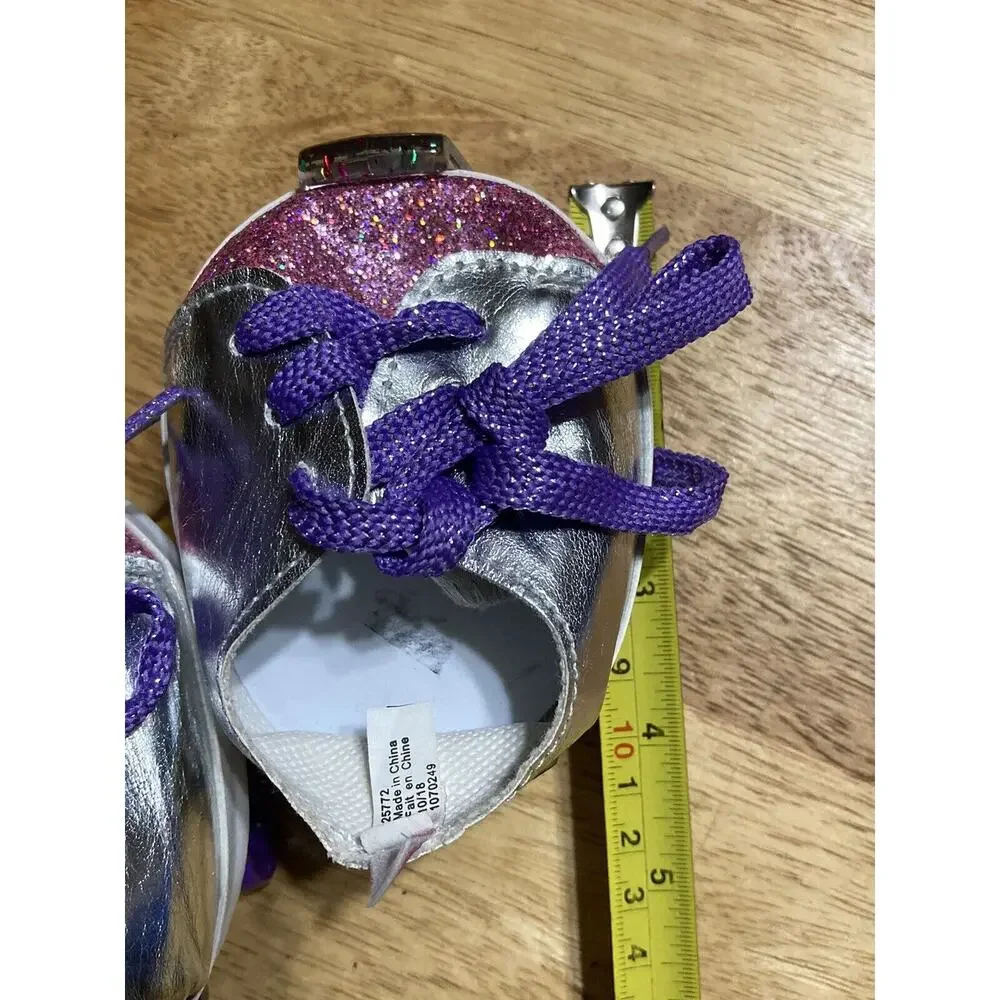 Build A Bear BAB Purple sparkle tennis‎ shoes glitter and roller skates
